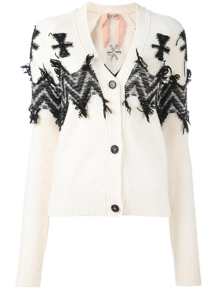 No21 V-neck Cardigan, Women's, Size: 42, White, Wool/cashmere/virgin Wool/spandex/elastane