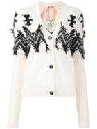 No21 V-neck Cardigan, Women's, Size: 42, White, Wool/cashmere/virgin Wool/spandex/elastane