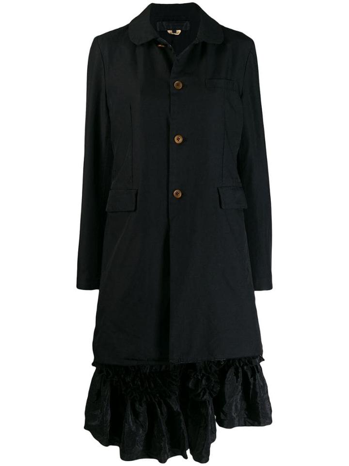 Comme Des Garçons Comme Des Garçons Ruffle Detail Coat - Black