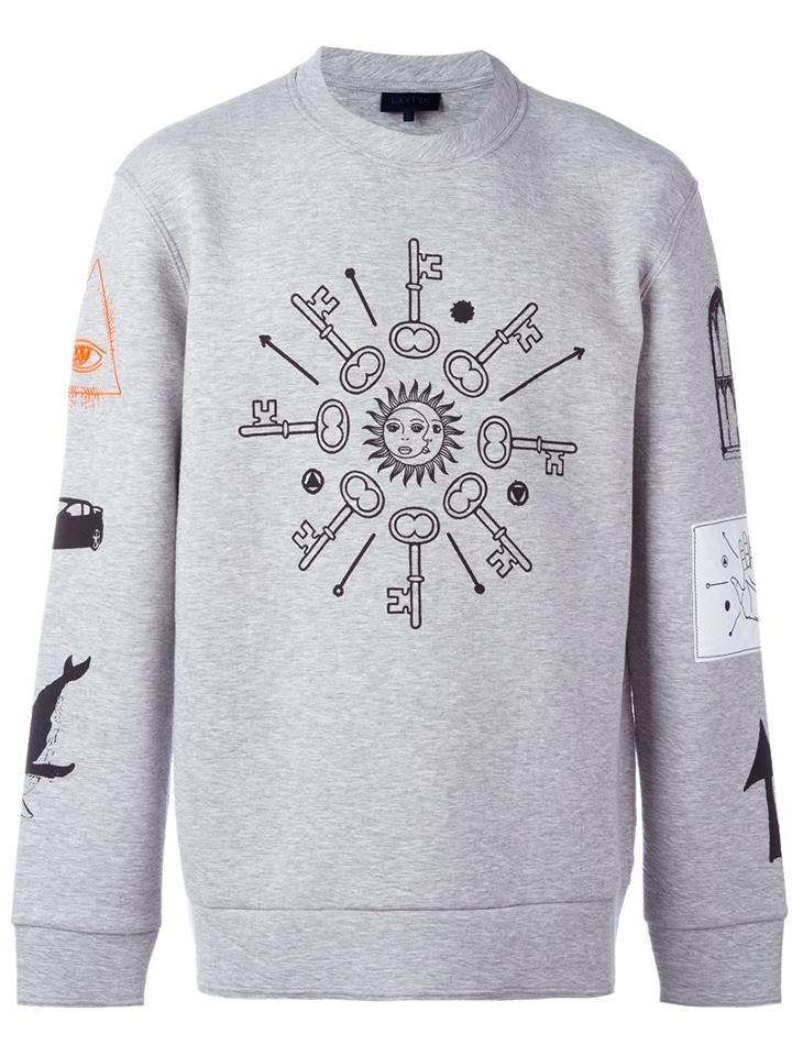 Lanvin 'holy' Print Sweatshirt, Men's, Size: Small, Grey, Cotton/polyamide/viscose