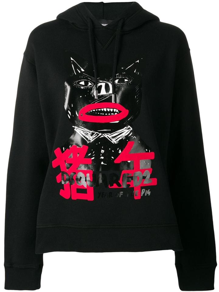 Dsquared2 Logo Graphic Print Hoodie - Black