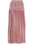 Rixo Tina Houndstooth Pleated Skirt - Red