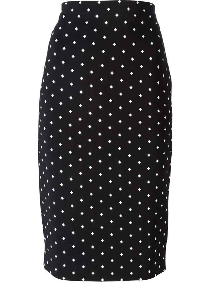 Givenchy Cross Print Pencil Skirt, Women's, Size: 38, Black, Viscose/spandex/elastane/silk