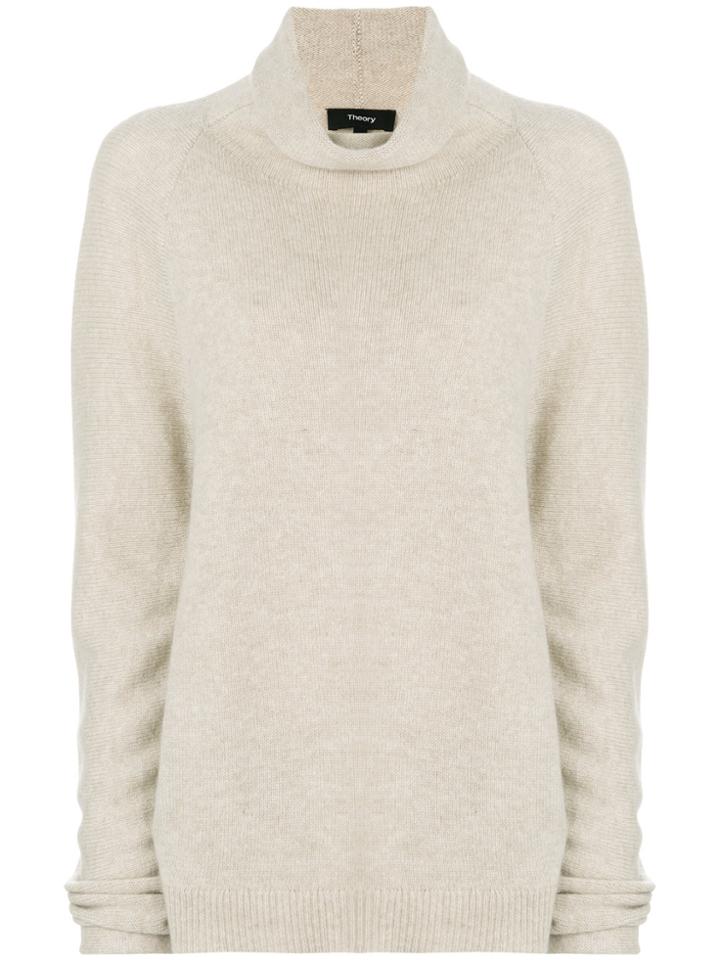 Theory Norman B Roll Neck Sweater - Nude & Neutrals