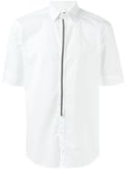 Les Hommes Placket Stripe Shortsleeved Shirt, Men's, Size: 48, White, Cotton/spandex/elastane
