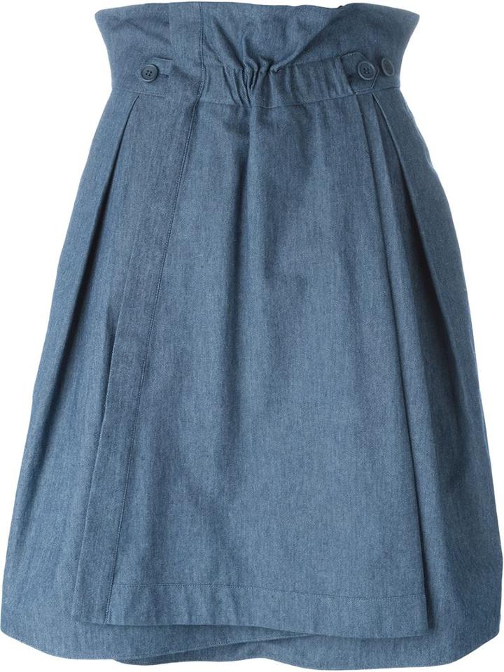 Jil Sander Navy A-line Wrap Skirt
