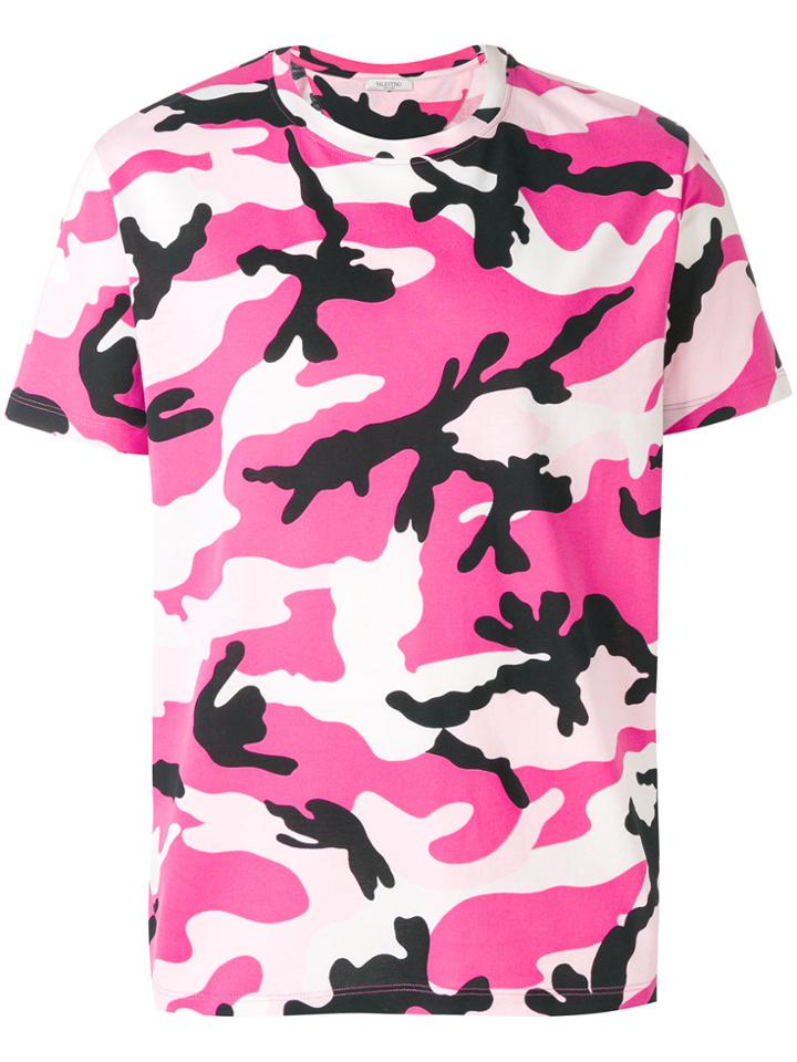 Valentino Camouflage Print T-shirt - Pink & Purple