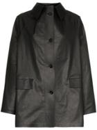 Kassl Button Down Oilcloth Coat - Black
