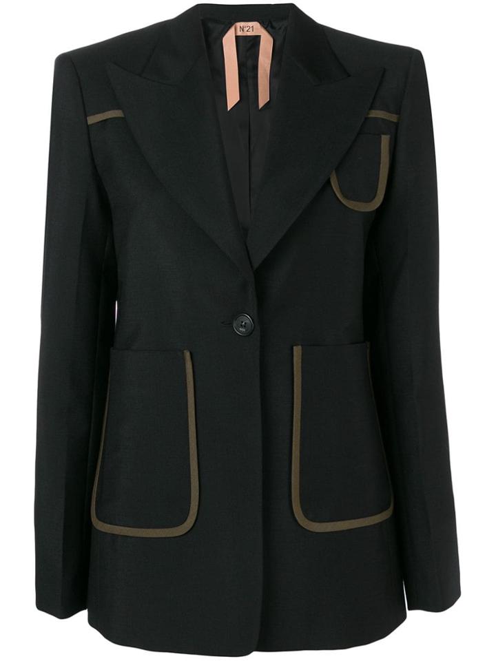 No21 Contrast Trim Blazer - Black