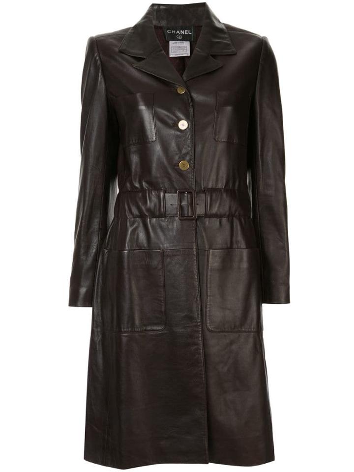 Chanel Pre-owned Long Sleeve Leather Jacket - Brown