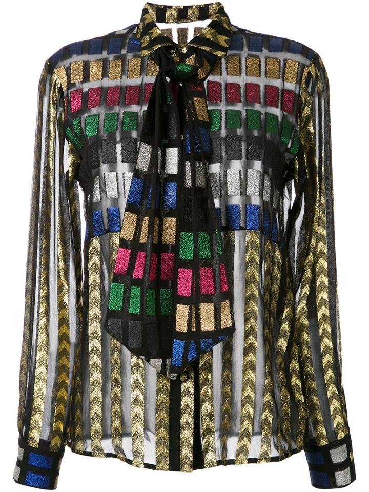 Dodo Bar Or Mosaic Pussy Bow Blouse