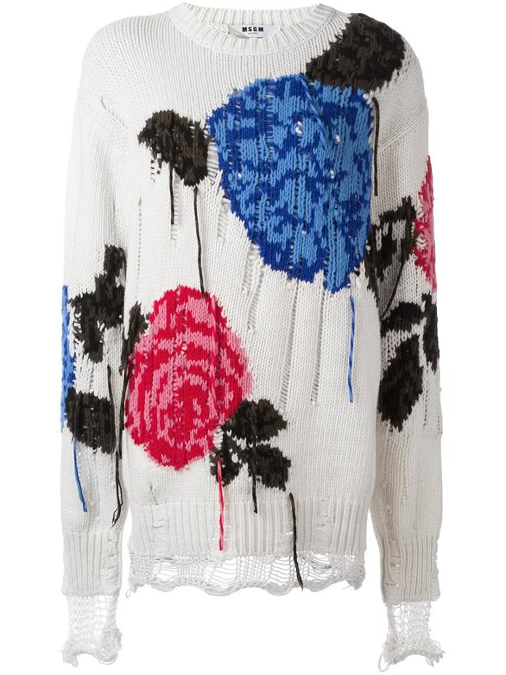 Msgm Flower Jumper, Women's, Size: Medium, White, Polyamide/wool