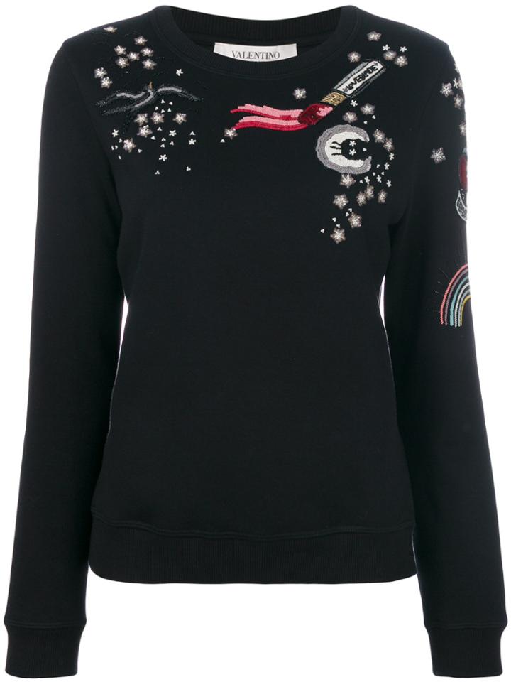 Valentino Tattoo Embroidered Sweatshirt - Black