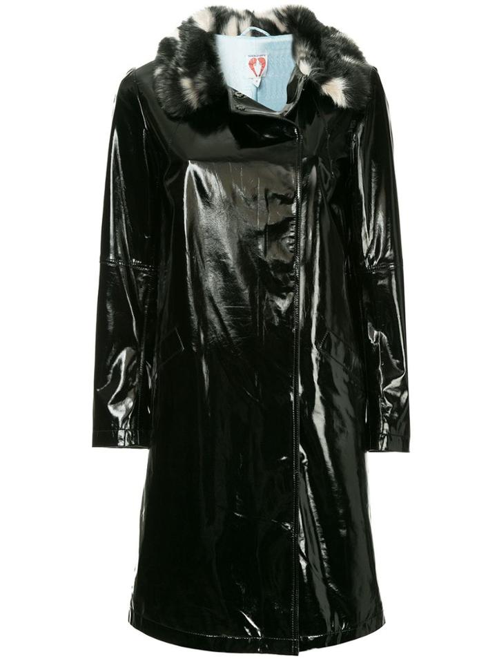 Shrimps Faux Fur Collar Coat - Black