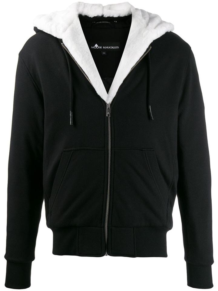 Moose Knuckles Faux Fur Trimmed Jacket - Black