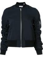 A.l.c. Ruched Sleeve Bomber Jacket, Women's, Size: 6, Black, Nylon/wool