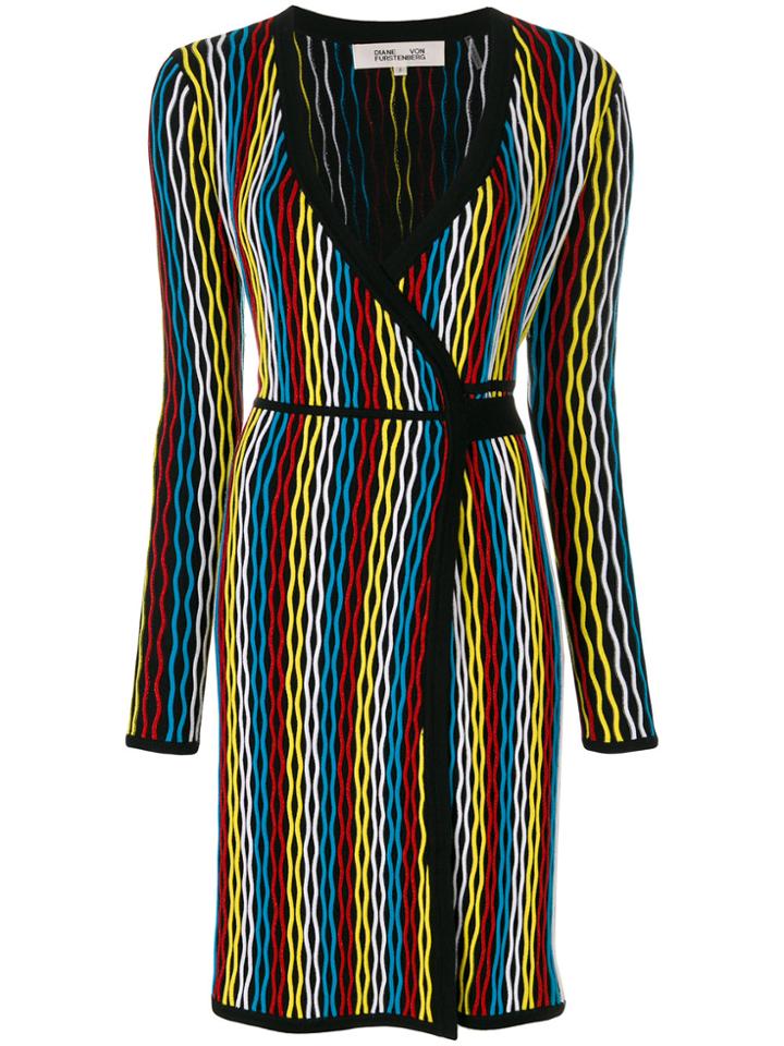 Dvf Diane Von Furstenberg Striped Knit Wrap Dress - Multicolour