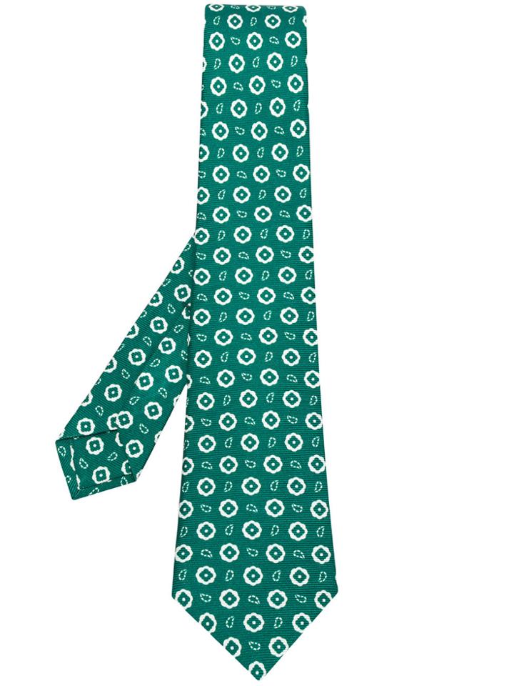 Kiton Geometric Print Tie - Green