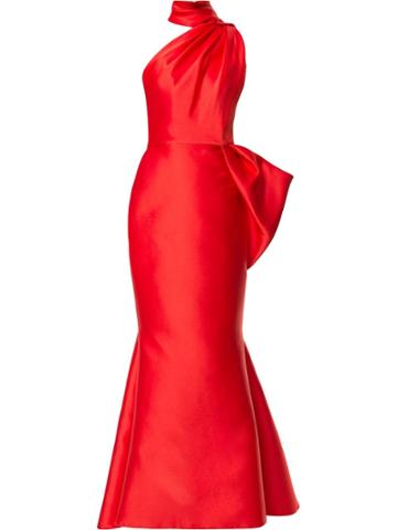 Isabel Sanchis Asymmetric Fishtail Gown - Red