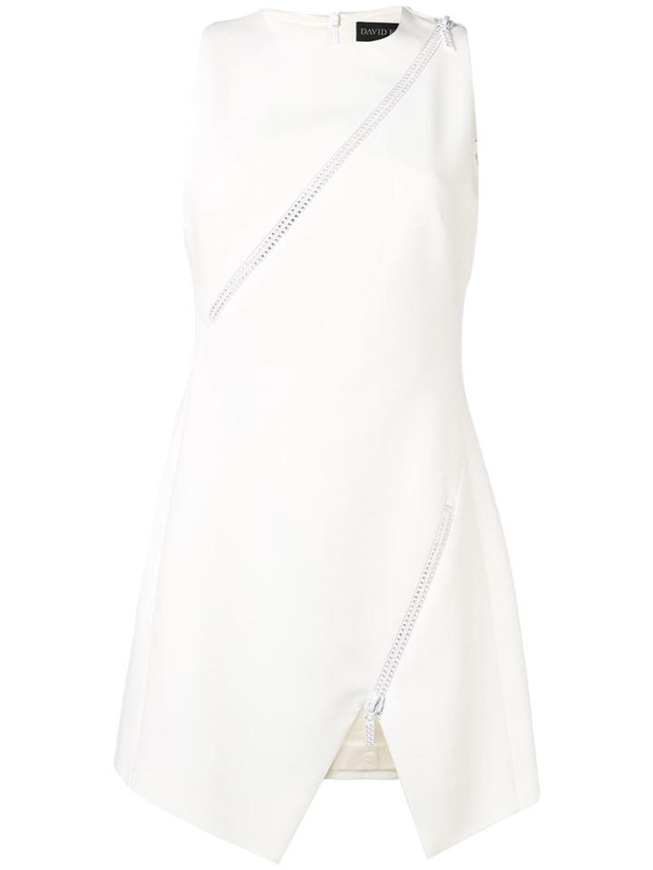 David Koma Zip-embellished Crepe Dress - White