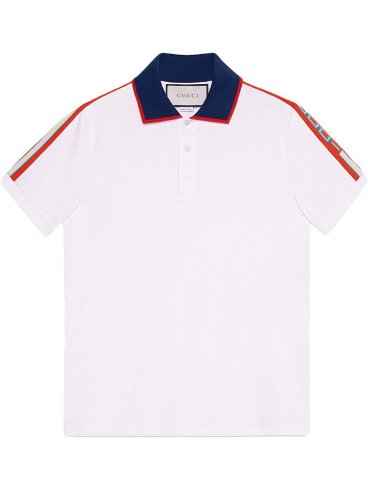 Gucci Cotton Polo With Gucci Stripe - White