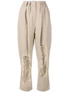 Balmain Ripped Tapered Trousers - Neutrals