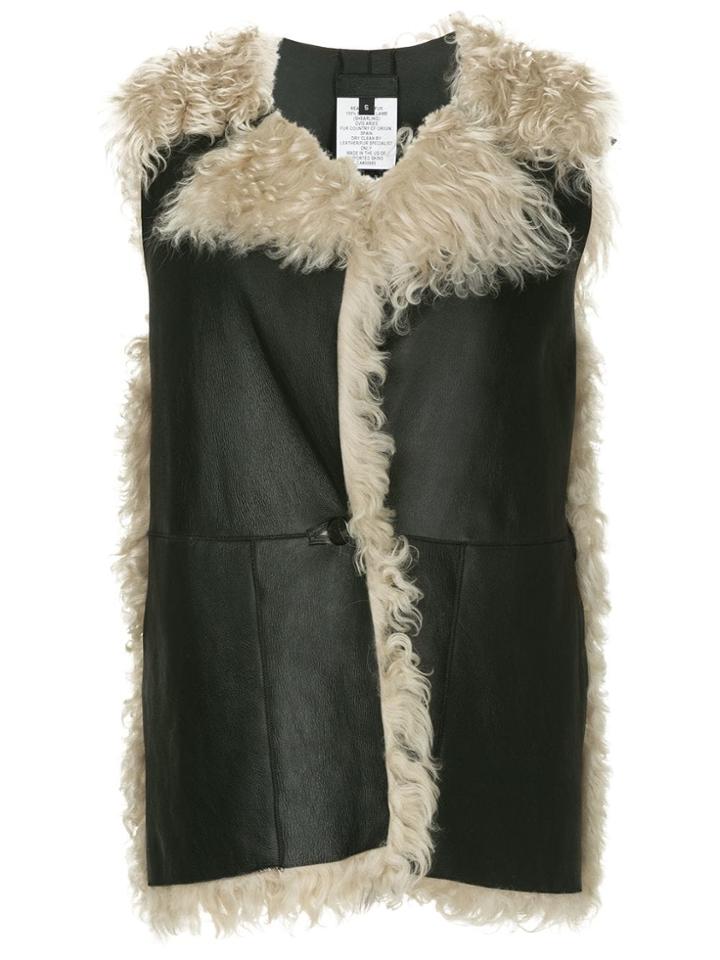 Zero + Maria Cornejo Leather And Shearling Gilet - Black