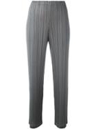 Pleats Please By Issey Miyake Pleated Cropped Trousers, Women's, Size: 4, Grey, Polyester