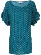 Fisico Geometric Print Long Blouse - Blue