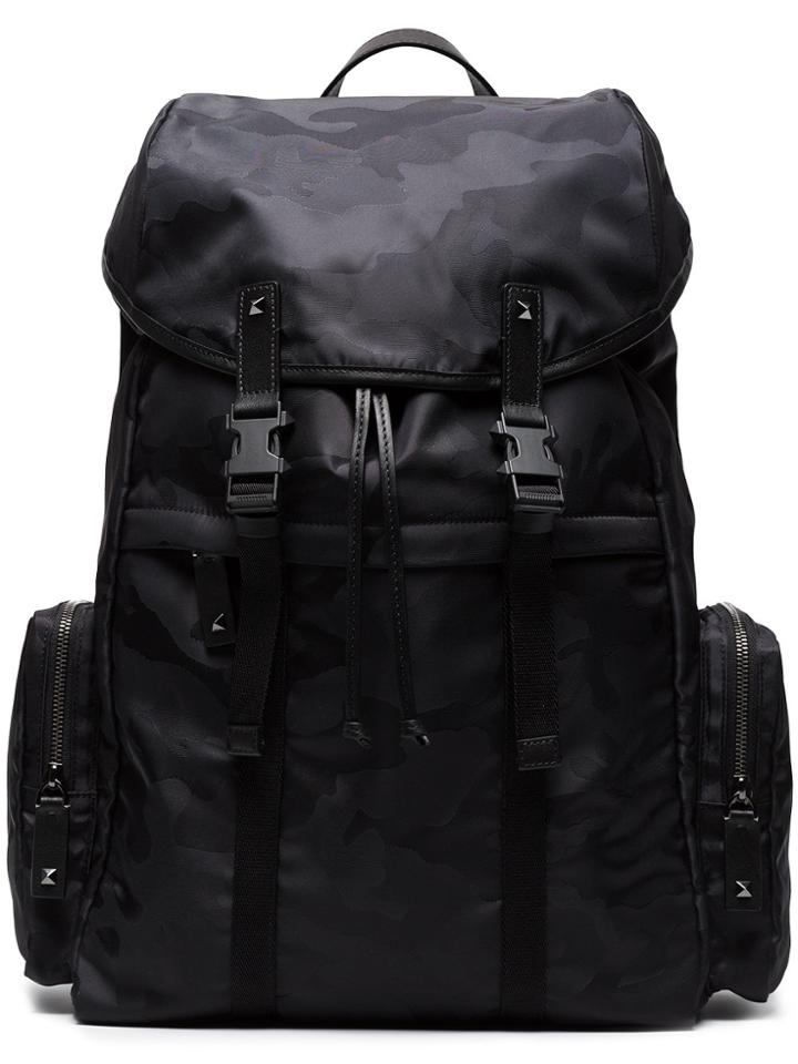 Valentino Black Camouflage Print Backpack