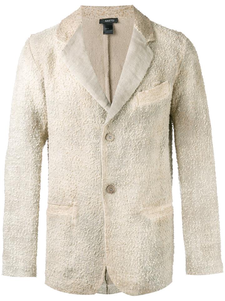 Avant Toi Chest Pocket Textured Blazer, Men's, Size: Large, Nude/neutrals, Linen/flax