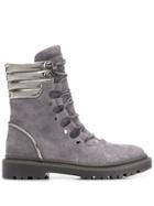 Casadei Suede Lace-up Boots - Grey