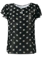 Saint Laurent Star Print Sheer Blouse, Women's, Size: 36, Black, Silk