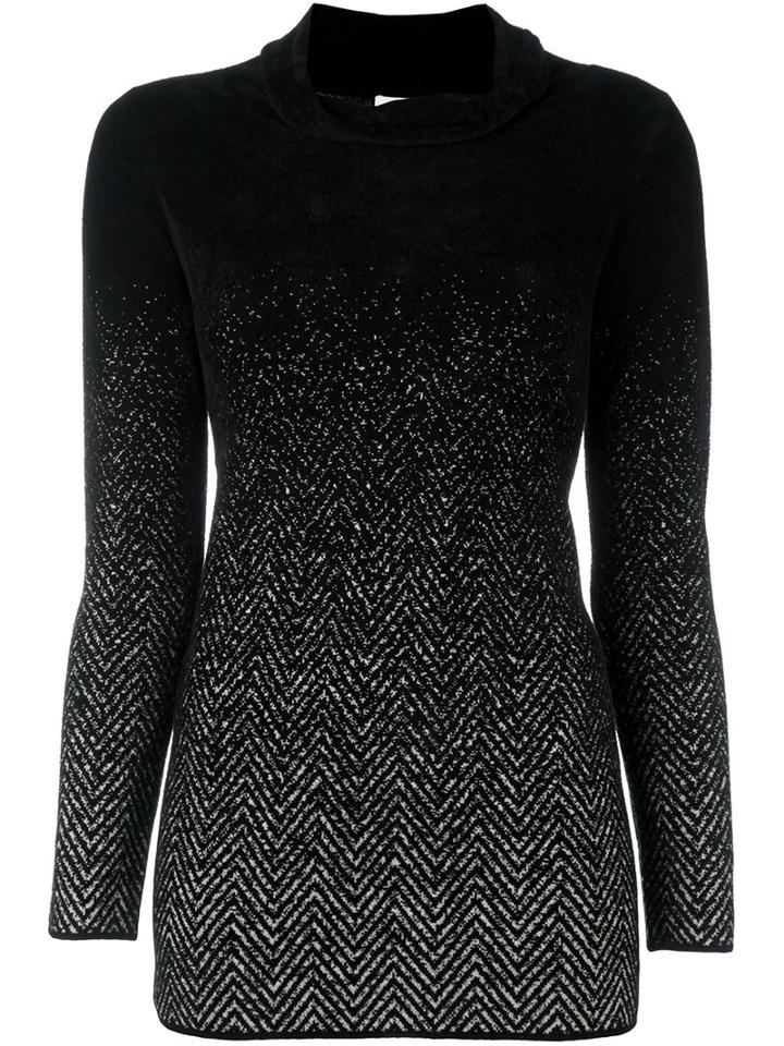 Armani Collezioni Degrade Herringbone Jumper, Women's, Size: 42, Black, Viscose/polyamide/modal/cotton