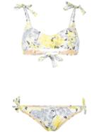 Emmanuela Swimwear - Floral Print Bikini - Women - Polyamide/spandex/elastane - L, Yellow/orange, Polyamide/spandex/elastane