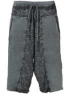 Lost & Found Rooms Distressed Track Shorts, Women's, Size: Medium, Grey, Cotton/linen/flax/spandex/elastane
