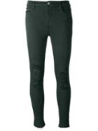 J Brand Distressed Skinny Jeans, Women's, Size: 30, Green, Cotton/polyester/spandex/elastane