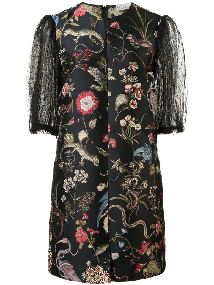 Red Valentino Birds Print Mini Dress - Black