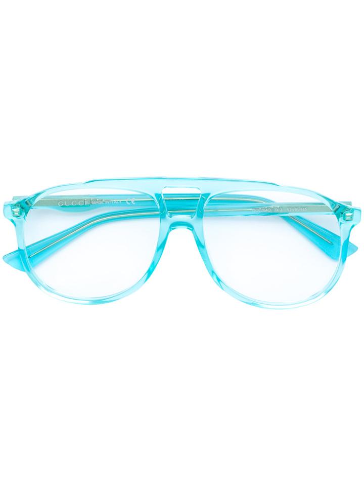 Gucci Eyewear Oversized Acetate Glasses - Blue