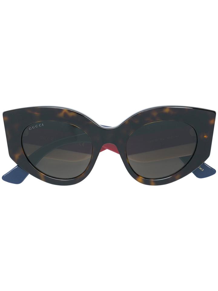 Gucci Eyewear Oversized Cat Eye Sunglasses - Brown