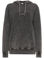 Saint Laurent Acid Wash Cotton Logo Hoodie - Black