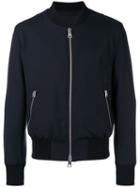 Ami Alexandre Mattiussi Zipped Pockets Bomber Jacket, Men's, Size: Medium, Blue, Cotton/wool/acetate/polyester