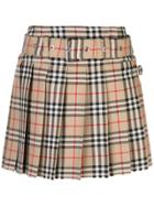Burberry Archive Vintage Print Pleated Skirt - Neutrals