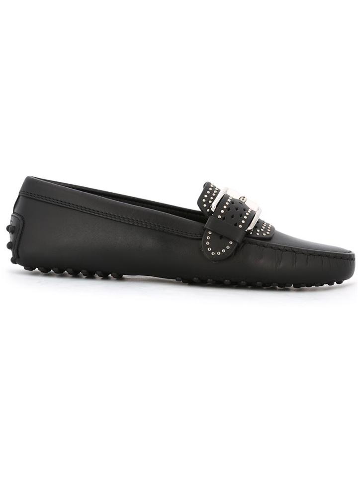 Tod S Buckled Loafers, Women's, Size: 36.5, Black, Leather/rubber