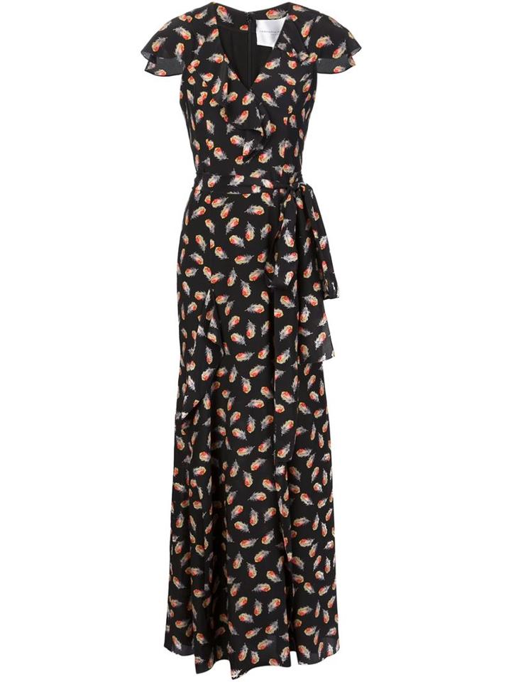 Carolina Herrera Feather Print Maxi Dress