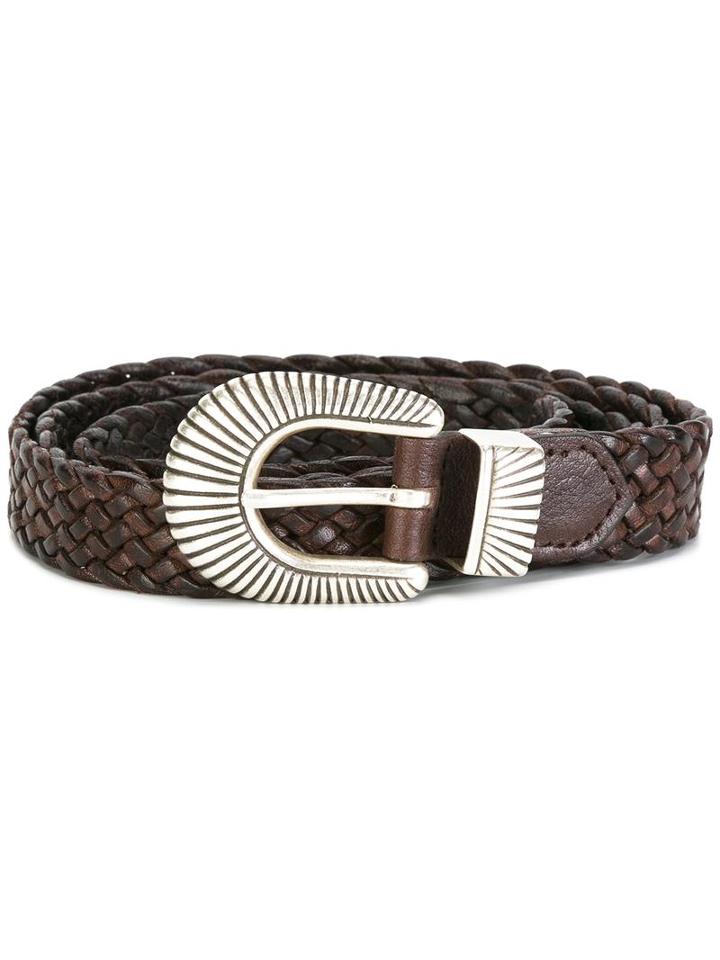 Eleventy Interlaced Design Belt, Men's, Size: 85, Brown, Calf Leather