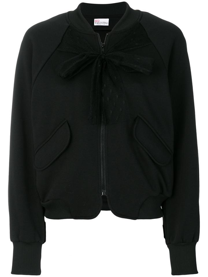 Red Valentino Tulle Bow Bomber Jacket - Black