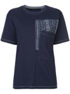 Coohem Cable Knit Panel T-shirt - Blue