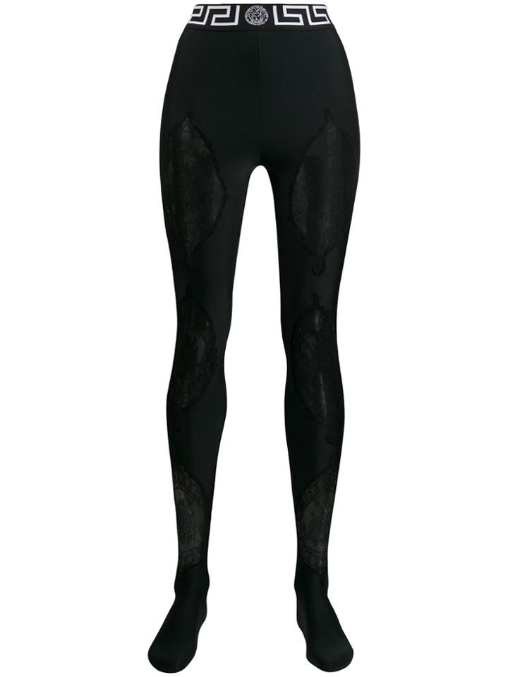 Versace Lace Panel Leggings - Black