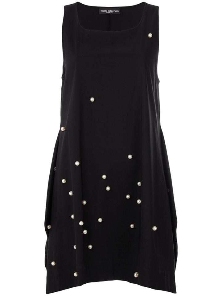 Maria Calderara Pearl Embellished Mini Dress - Black
